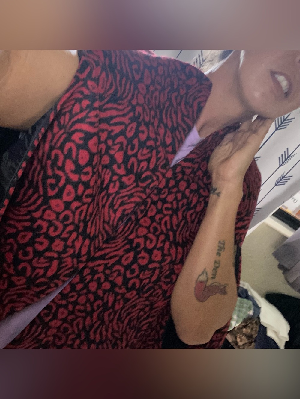 Focus 2000 Red and Black Leopard Print Robe